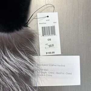 Black Fur Scarf with Gray Accents